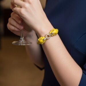 Enamel Elephant Clamper Bracelet